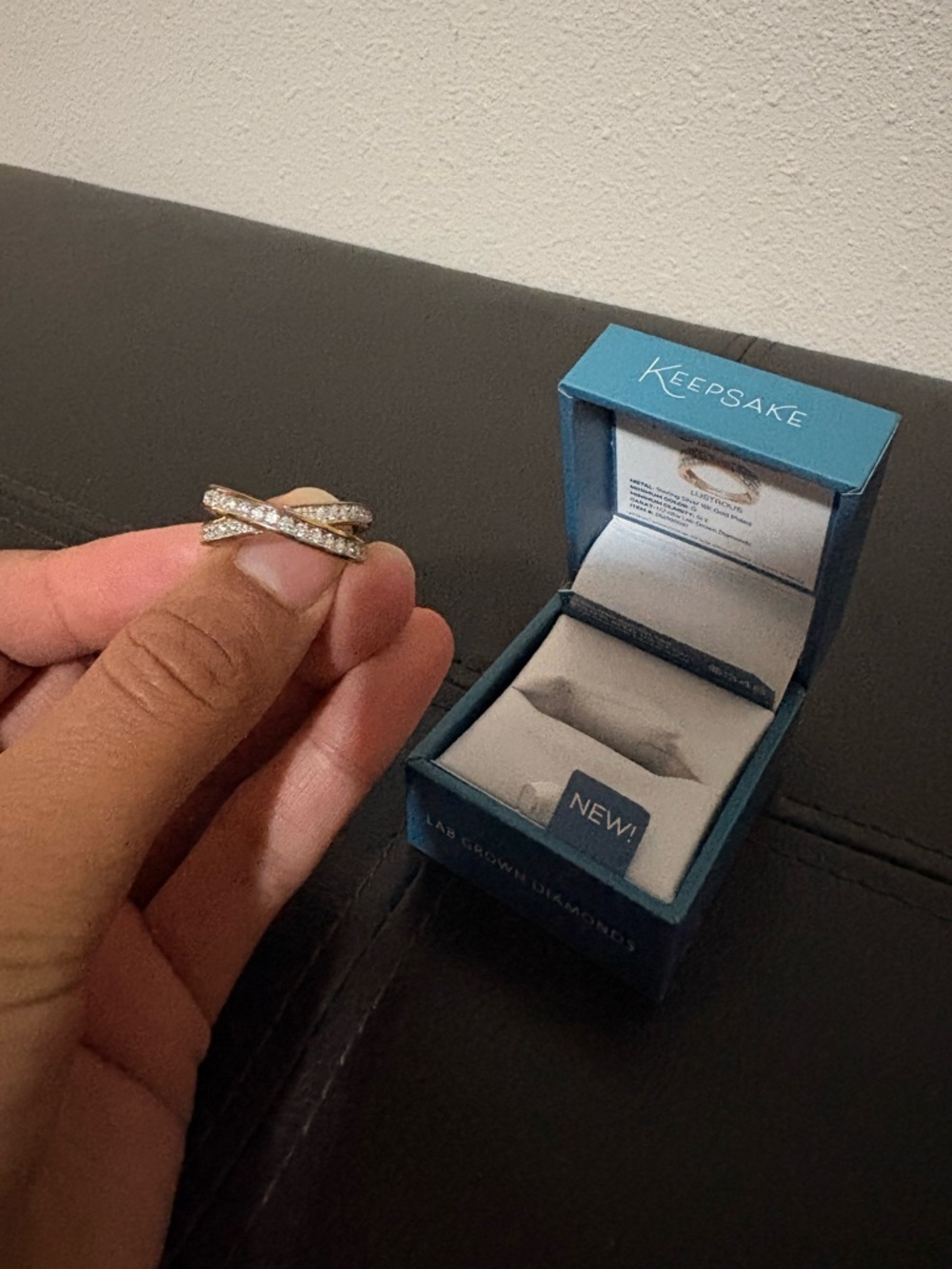 NWT KEEPSAKE Lustrous 1/2CTW 18KGP Lab Grown Diamond Ring W/ Original Box/Tags